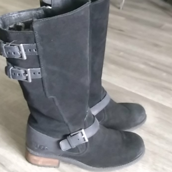 Women's UGG motorcycle style black boots - Picture 1 of 11